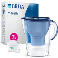 Brita -- Marella Bleu 2,4 L Carafe filtrante Couvercle à rabat avec mémo numérique Design compact,