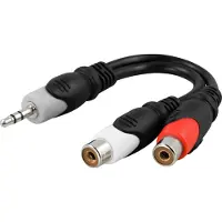 Deltaco AA-6, 3,5 mm, mâle, 2 x RCA, femelle, noir, gris, rouge (0.10 m, Câbles Cinch)