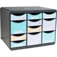 Exacompta Bloc à tiroirs STORE BOX MULTI Aquarel , 7 petits &amp; 4 hauts tiroirs avec butée d'arrêt &amp; poignée encastrée, plastique, noir