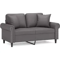 vidaXL Canapé 2 places avec oreillers gris 120 cm similicuir