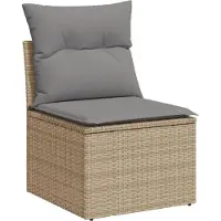 vidaXL Ensemble de salon de jardin 7 pièces avec coussins Beige Poly Rattan