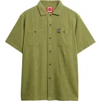 Superdry pour homme. M4010986A Chemise texturée à manches courtes Merchant Store vert (M), Casuel, Coton, Manche courte