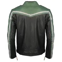 TOP GUN Racing, veste en cuir ,Noir/Vert/Beige ,M