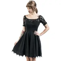 Spin Doctor Robe mi-longue Gothic de - Robe Courte Amara - XS - 4XL - pour Femme - noir - Taille L