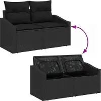 vidaXL Ensemble de canapé de jardin avec coussin avec mémoire 8 pcs noir