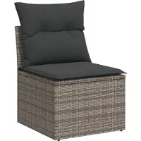 vidaXL Ensemble de 13 canapés de jardin avec coussins Gris Poly Rattan