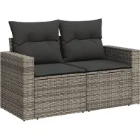 vidaXL Ensemble de salon de jardin 5 pièces avec coussins Gris Poly rotin