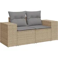 vidaXL Ensemble de salon de jardin 4 pièces avec coussins Beige Poly Rattan