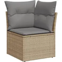vidaXL Ensemble de salon de jardin 11 pièces avec coussins Beige Poly Rattan
