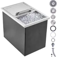 Vevor Bac à Glace Encastrable 26,7 L 456x304x371 mm Boîte Isotherme pour Glace avec Couvercle en Inox Alimentaire Conservateur à Glaçons pour Boissons Bières Fraîches Cuisine Extérieure Bar Domicile