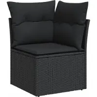 vidaXL Ensemble de salon de jardin 6 pièces avec coussins noir poly rotin