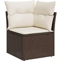 vidaXL Ensemble de salon de jardin 7 pièces avec coussins Marron Poly rotin