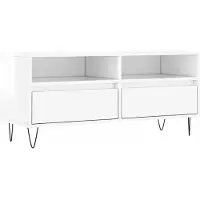 vidaXL Armoire TV blanc brillant 100x34,5x44,5 cm Bois composite