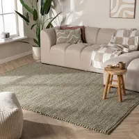 NATURL. Tapis en laine - Feline Vert Olive/Chiné | 160x230 cm | Rectangulaire | Tissage plat
