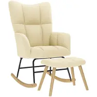 vidaXL Chaise à bascule avec repose-pied Crème Tissu