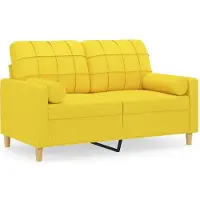 vidaXL Canapé 2 places avec coussins décoratifs jaune clair 120 cm Tissu