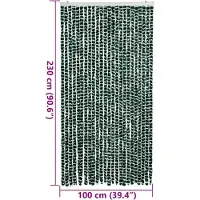 vidaXL Rideau anti-mouches vert et blanc 100x230 cm chenille