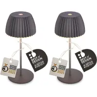 Briloner RIFFLE MINI Lot de 2 lampes LED de table sans fil, variateur tactile, Lauréat German Design Award 2025, anthracite, Ø8,5x20 cm