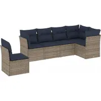 vidaXL Ensemble de 6 canapés de jardin avec coussins, gris, polyrattan