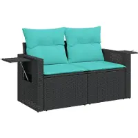 vidaXL Ensemble de 10 canapés de jardin avec coussins, polyrattan noir