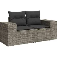 vidaXL Ensemble de salon de jardin 4 pièces avec coussins Gris Poly rotin