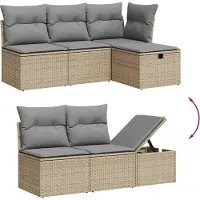 DKD Home Decor Ensemble de salon de jardin 6 pièces avec coussins Beige Poly Rattan