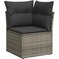 vidaXL Ensemble de salon de jardin 11 pièces avec coussins Gris Poly rotin