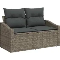 vidaXL Ensemble de canapés de jardin , 7 pièces, gris et marron