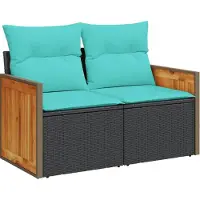 vidaXL Ensemble de 12 canapés de jardin avec coussins, polyrattan noir