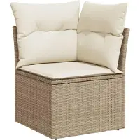 vidaXL Ensemble de salon de jardin 9 pièces avec coussins beige Poly rotin