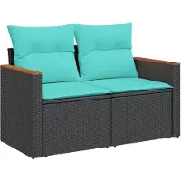 vidaXL Ensemble de 13 canapés de jardin avec coussins, polyrattan noir