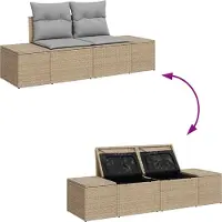 vidaXL Ensemble de salon de jardin , 9 pièces, en résine tressée beige