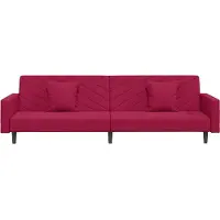 vidaXL Canapé-lit à 2 places et deux oreillers Rouge bordeaux Velours