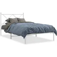 vidaXL Cadre de lit avec tête de lit en métal blanc 100x190 cm