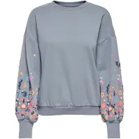 ONLY Sweat-shirt 'ONLBrooke' bleu-gris / bleu clair / jaune / orange