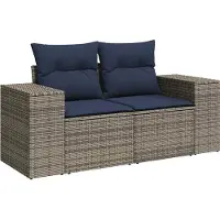 vidaXL Ensemble De Canapé De Jardin 7 Pcs Avec Coussins Gris Résine Tressée