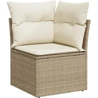 vidaXL salon de jardin 5 pièces avec coussins Beige Poly Rattan