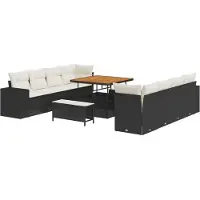 vidaXL Ensemble de canapés de jardin , noir et crème, en polyrotin