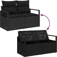 vidaXL Ensemble de canapé de jardin avec coussins 10 pcs noir poly rotin