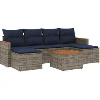vidaXL Ensemble de 7 canapés de jardin avec coussins, gris, polyrattan