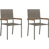 vidaXL Chaises de jardin empilables, lot de 2, gris et marron, 54 x 56 x 90 cm