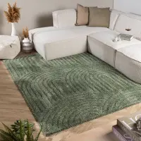 FRAAI Tapis scandinave - Lova Arches Vert | 120x170cm | Rectangulaire | Pile haute