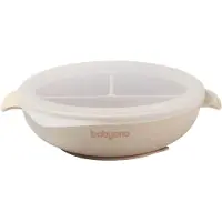 Virgel Assiette en silicone avec ventouse et couvercle beige, 1 pc