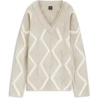 BOSS Pull Relaxed en laine vierge avec maille Aran