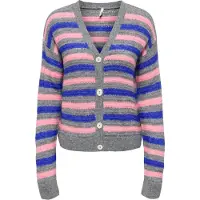 ONLY Cardigan 'ONLPoppy' bleu foncé / gris chiné / rose