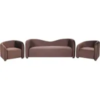 Beliani Ensemble de salon 5 places VELTADA Velours Marron foncé
