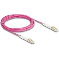 DeLOCK - Câble de réseau - LC multi-mode (M) coudé à LC multi-mode (M) coudé - 5,0m - fibre optique - duplex - 50/125 microns - OM4 - sans halogène - violet (88090)