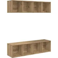 vidaXL Ensemble de 4 meubles TV , style artisanal, en bois stratifié imitation chêne