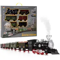 Springos Locomotive à vapeur Locomotive ferroviaire avec effet sonore et effet vapeur – 5 wagons