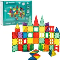 Springos Ensemble éducatif de blocs magnétiques - - 100 pièces - Multicolores - 3 ans et plus - CE